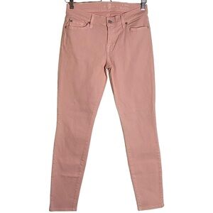 7FAM 7 For All Mankind Pale Baby Pink Salmon The Ankle Skinny Jeans 28